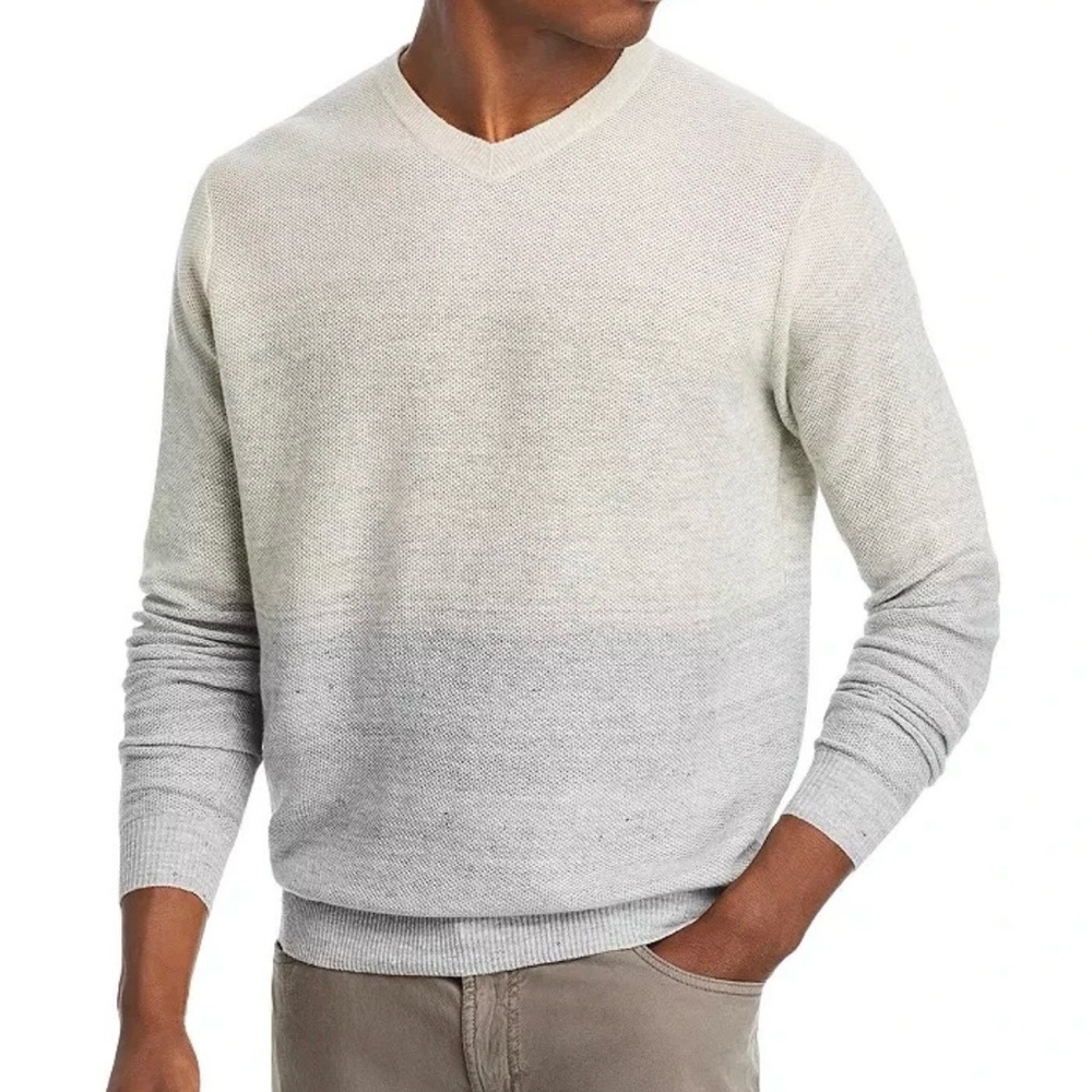 PETER MILLAR Men XXL Crown Crafted Camden Wool Cashmere Linen Gray Cream Sweater - Picture 11 of 11